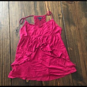 American Eagle Ruffle Cami Pink Sz L